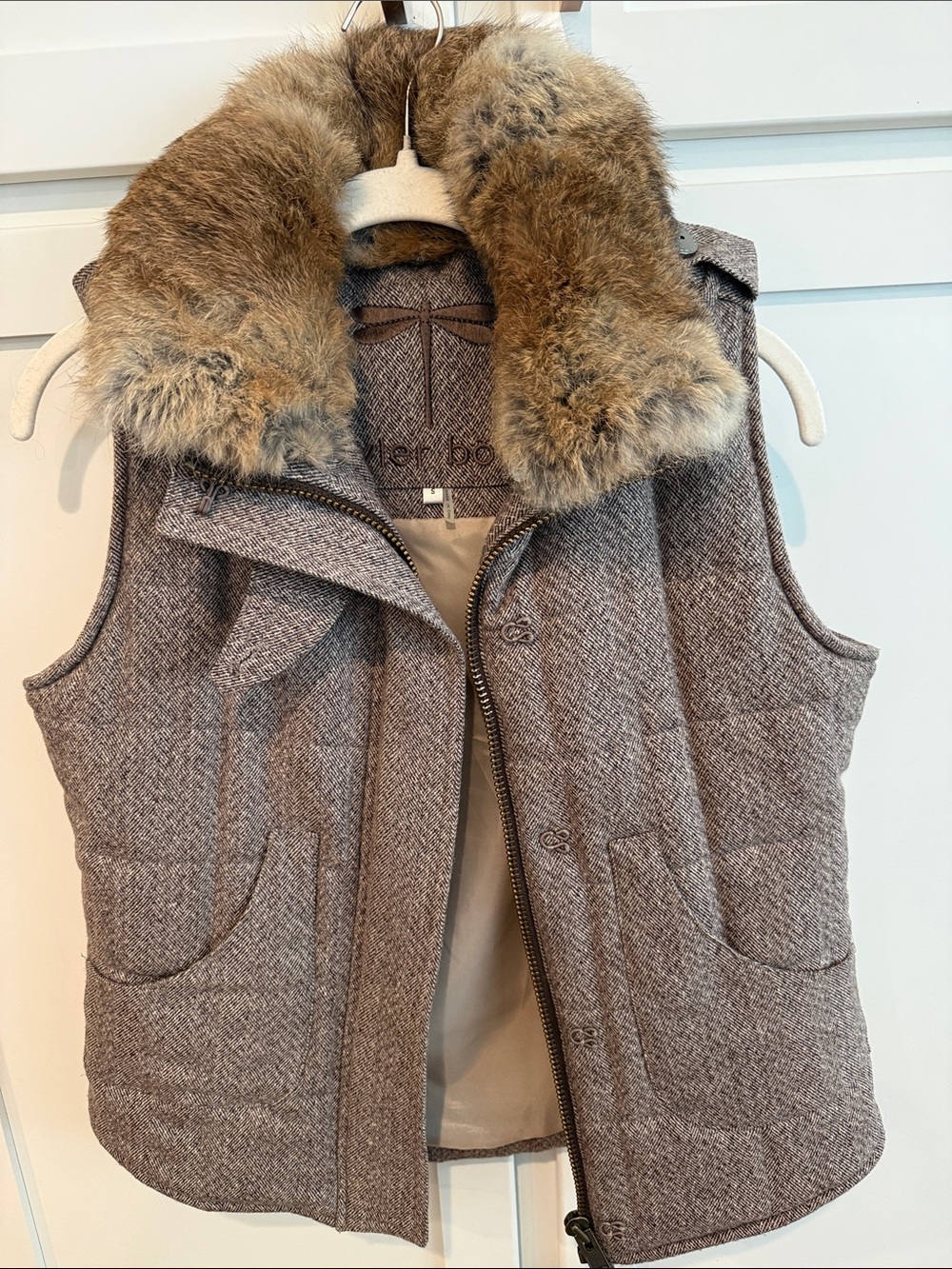 Tyler Boe Quilted Wool-Blend Vest with Faux Fur Collar - Brown
